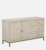 Bizerk Solid Wood Sideboard In Sandblasted White Finish With Drawers