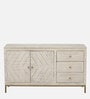 Bizerk Solid Wood Sideboard In Sandblasted White Finish With Drawers