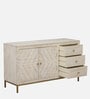 Bizerk Solid Wood Sideboard In Sandblasted White Finish With Drawers