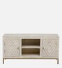 Bizerk Solid Wood TV Console In Sandblasted White Finish
