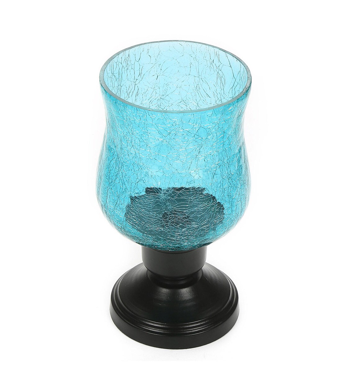 Buy Black & Blue Glass Radiance Hurricane Candle Holder by Home Online