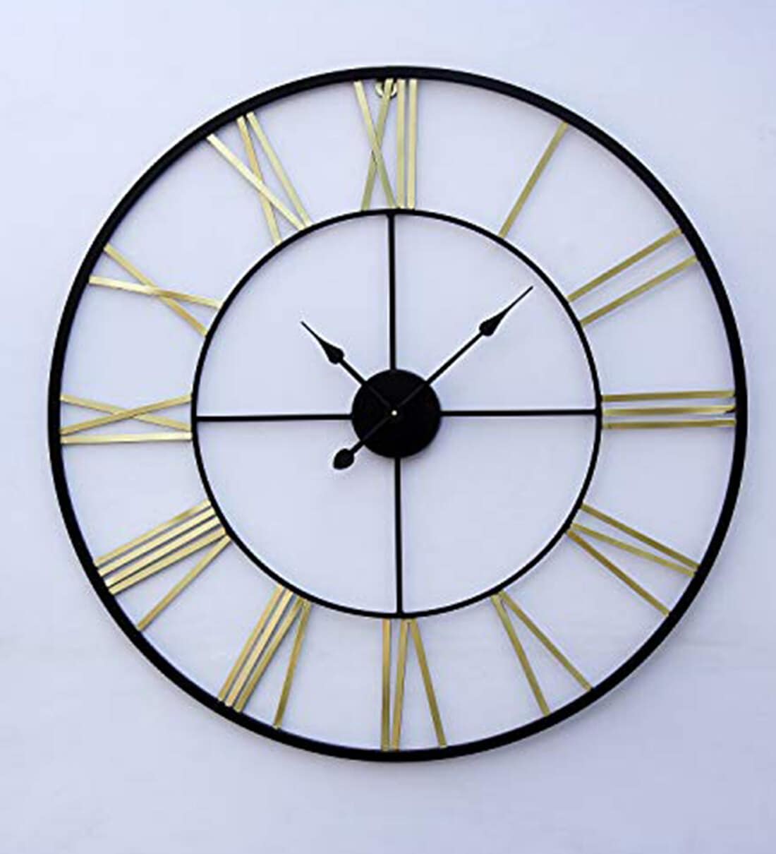 Buy Black & Gold Metal 20 Inch Wall Clock by Craftter Online Vintage