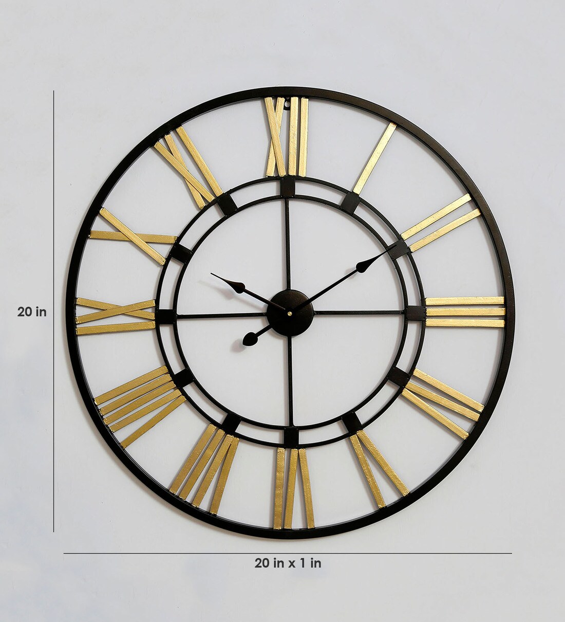 Buy Black & Gold Metal 20 Inch Wall Clock by Craftter Online - Vintage ...