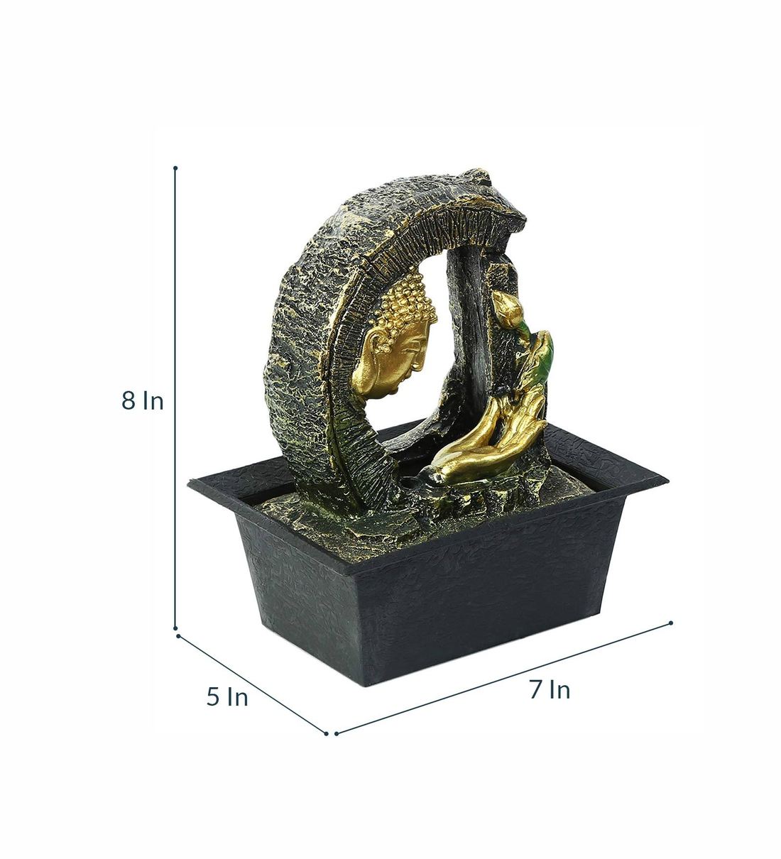 Buy Black & Gold Resin Buddha Indoor Water Fountain by Aapno Rajasthan