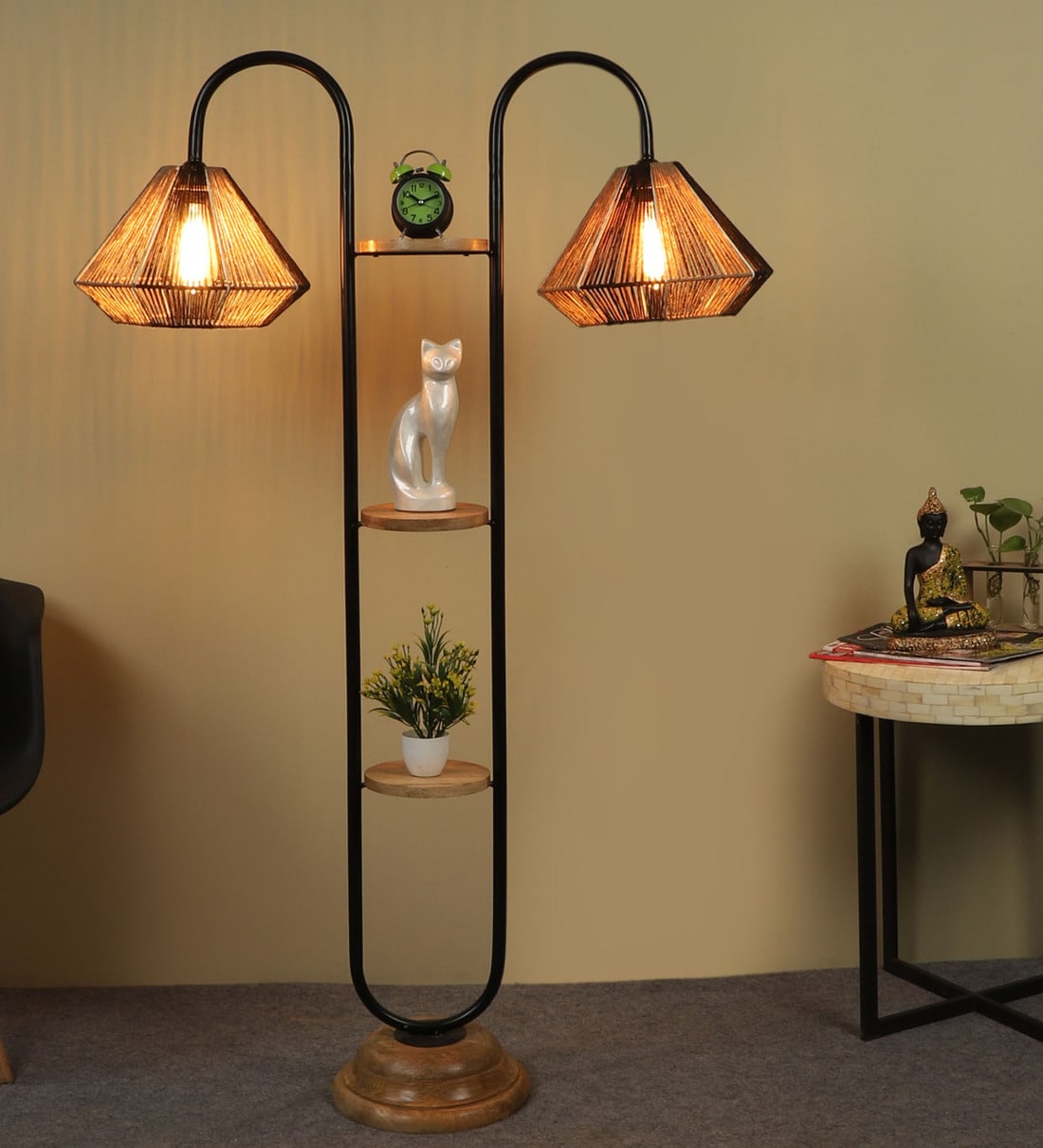 floor lamp with two shades