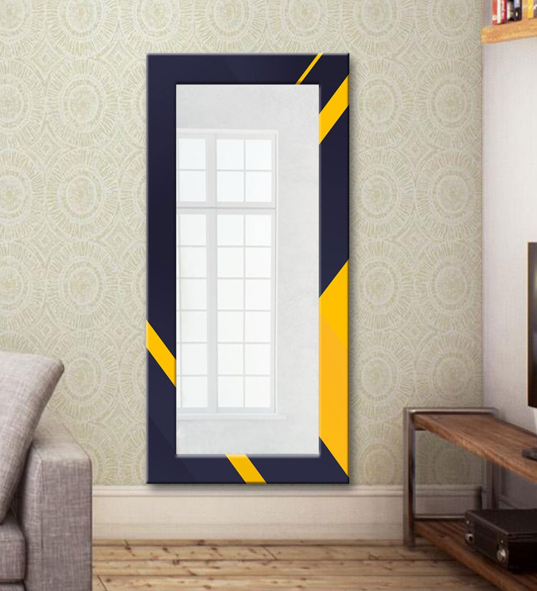 Buy Engineered Wood Full Length Mirror in Blue at 2 OFF by 999Store