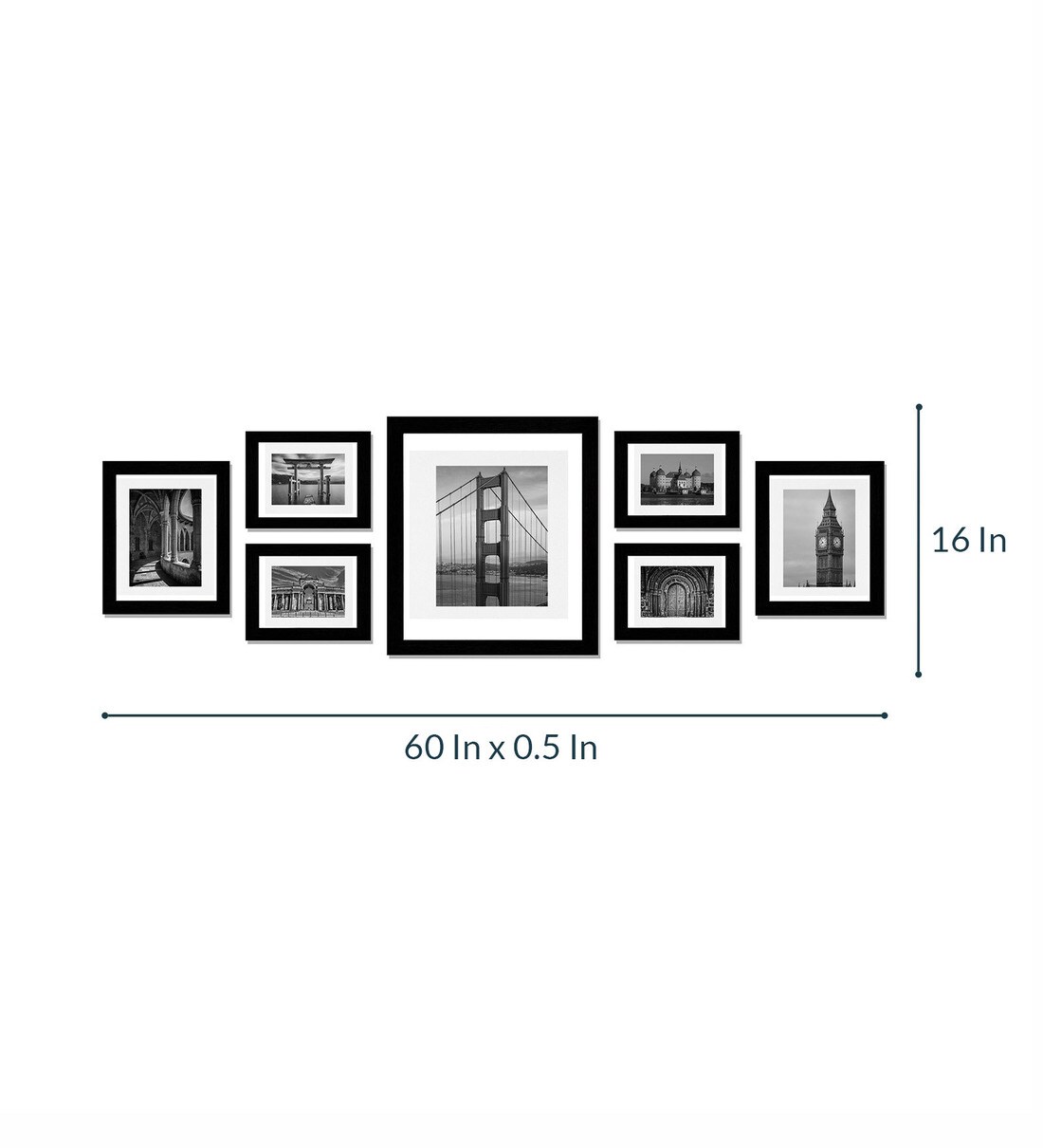 Buy Black Synthetic Wood Set Of 7 Collage Frames By WENS Online