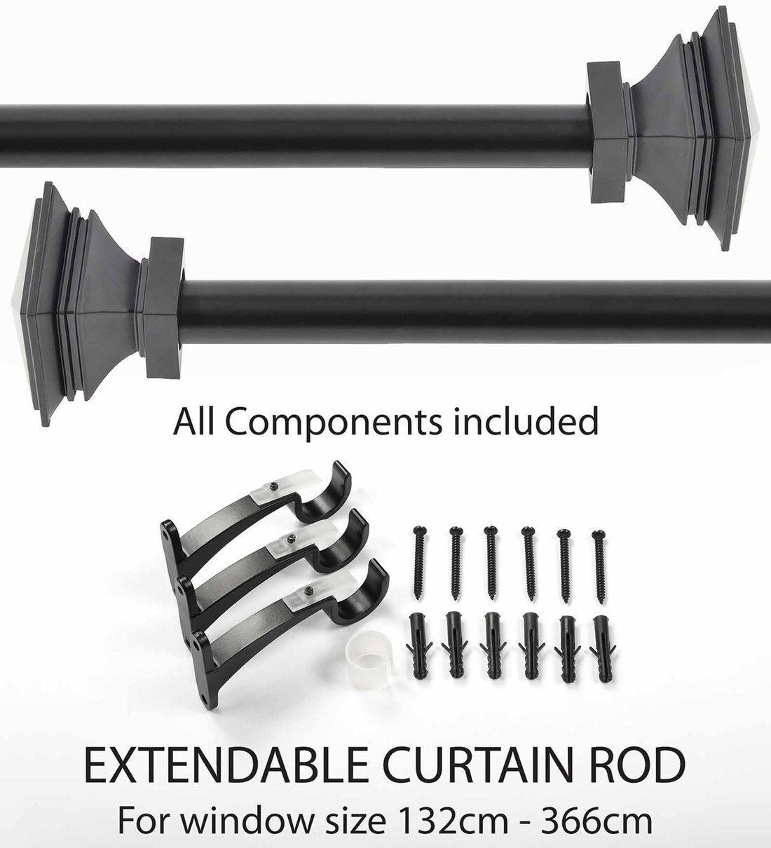 Buy Black Iron Curtain Rod (52-144 Inches) With Bracket by Deco Window ...