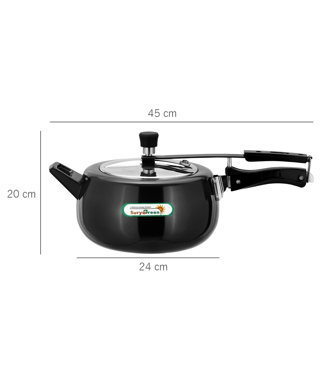 Buy Black Aluminium Induction Friendly 5 Ltrs Pressure Cooker by