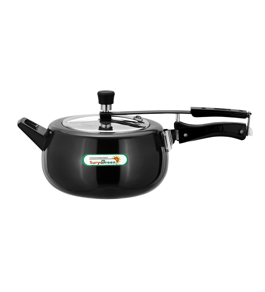Black Aluminium Induction Friendly Ltrs Pressure Cooker by Surya Green - Main Image