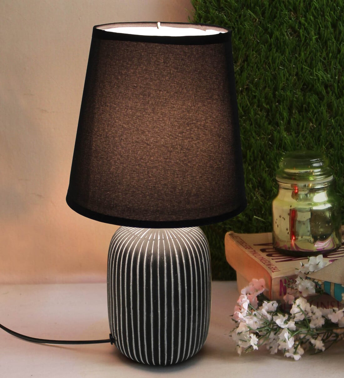 Buy Black Bedside Table Lamp With Shade By Tied Ribbons Online
