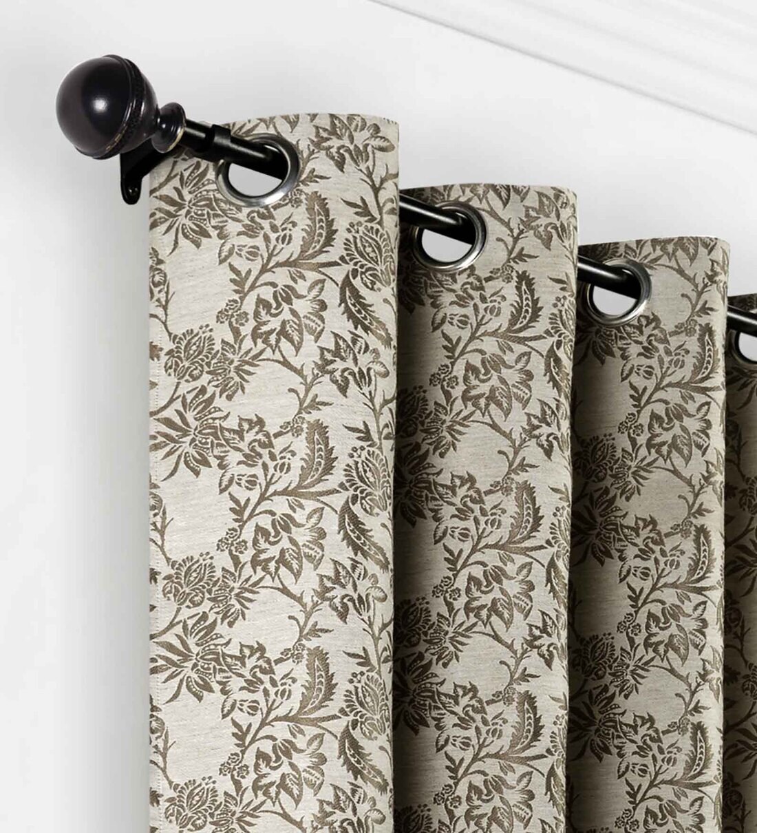 Buy Black Center Strap Iron Expandable 1 Curtain Rod with Accessories