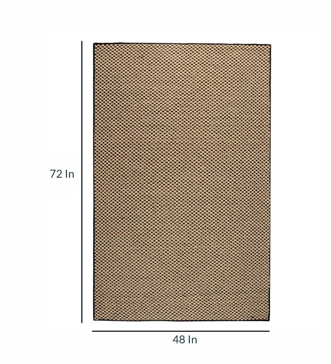 Buy Beige Jute & Cotton Solid 4 X 6 Feet Hand Woven Carpet by Saral Home Online 4 ft x 6 ft
