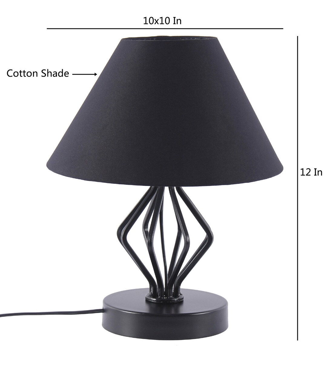 Buy Black Cotton Shade Table Lamp with Black Base by New Era Online