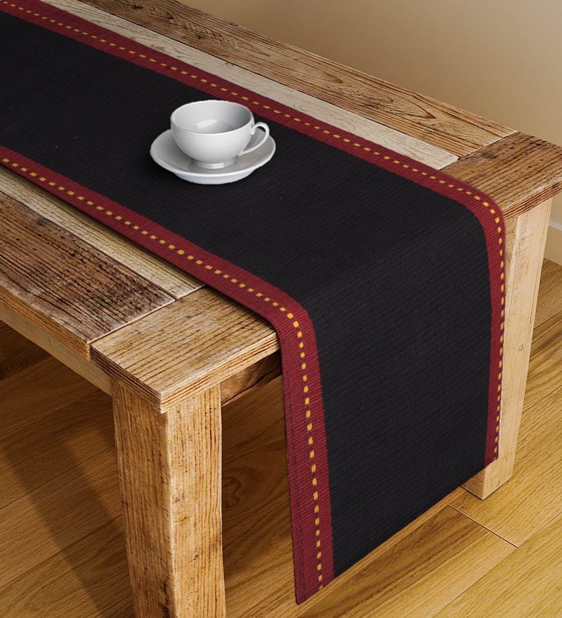 Buy Solid Color Black Cotton 72x13 Inches Table Runner By Neudis Online