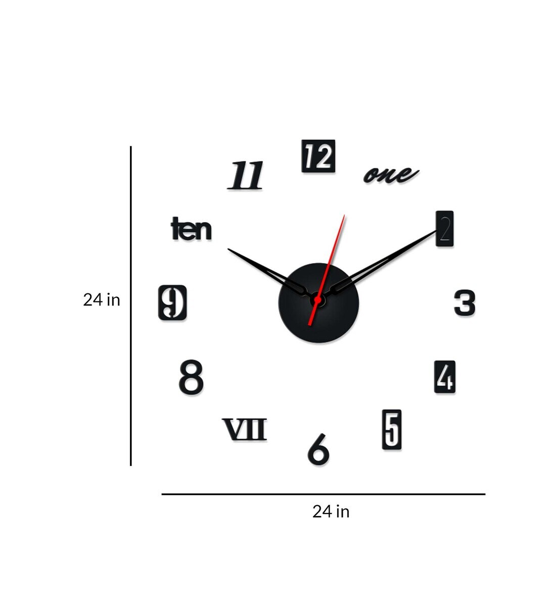Buy Black Engineered Wood Analog Wall Clock By WallMantra Online