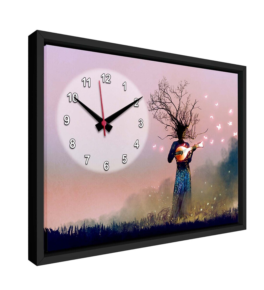 Buy Black Engineered Wood Analog Wall Clock By WallMantra Online