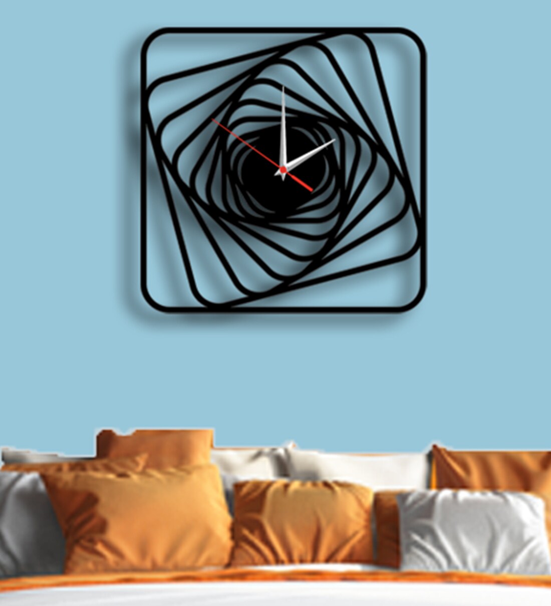 Buy Black Engineered Wood Analog Wall Clock by DecoreMantra Online