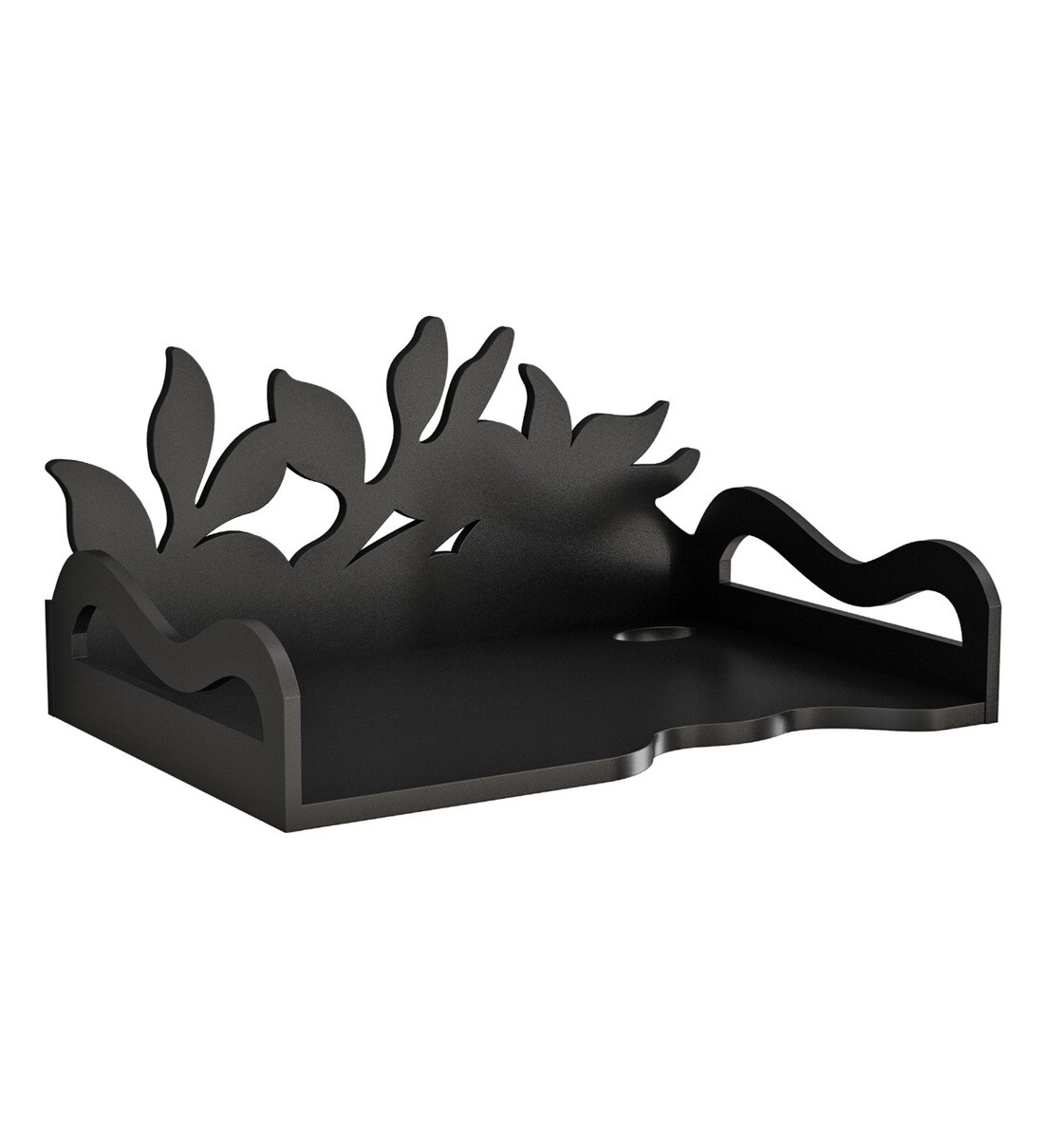 Buy Engineered Wood Carved Wall Mounted Set Top Box Holder in Black Colour by Home Sparkle