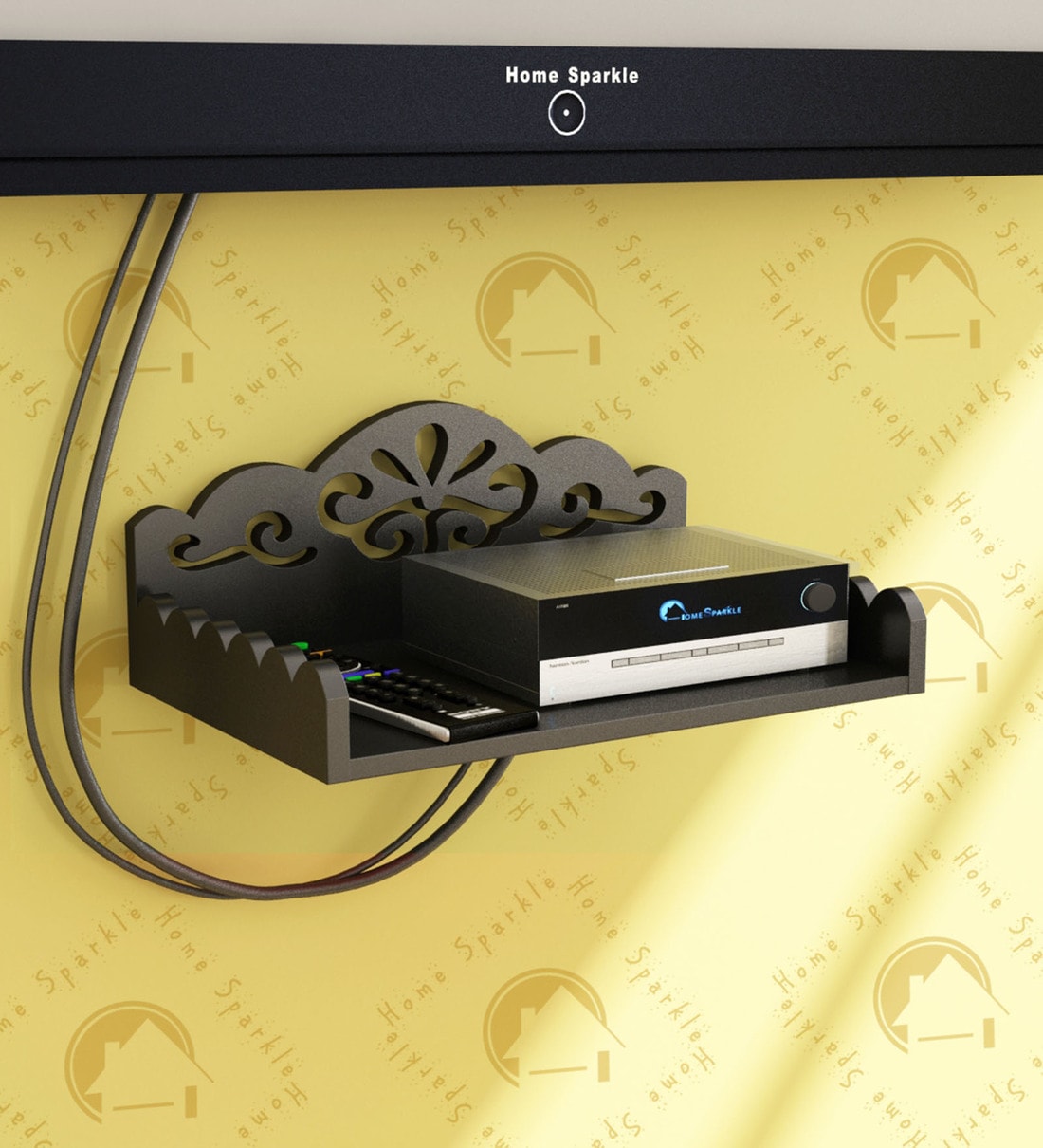 Buy Engineered Wood Carved Wall Mounted Set Top Box Holder By Home Sparkle Online Set Top Box