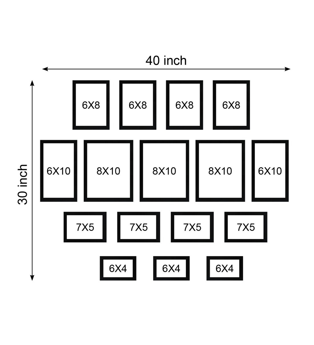 Buy Black Engineered Wood Collage Photo Frames, Set of 16 by Random Online Collage Photo