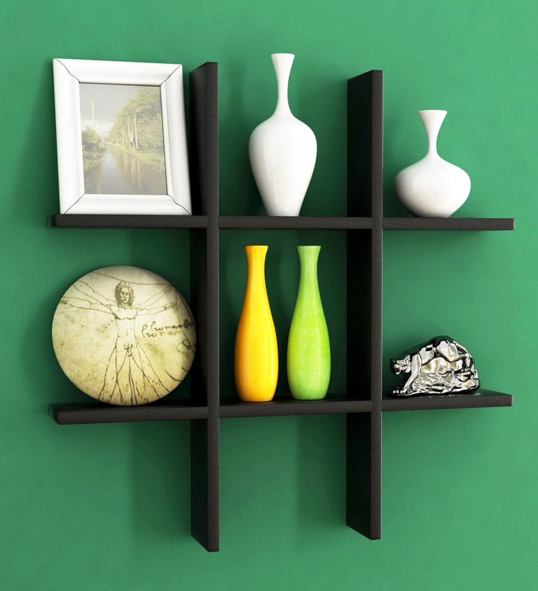 Buy Engineered Wood Wall Shelf in Black Colour by Home Sparkle at 27