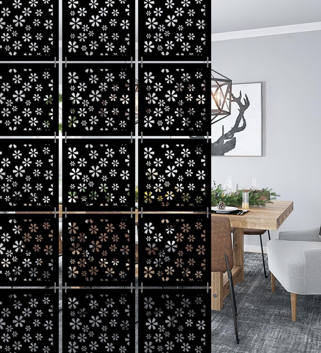Buy Black Engineered Wood Set of 12 Blocks Hanging Screen & Dividers by