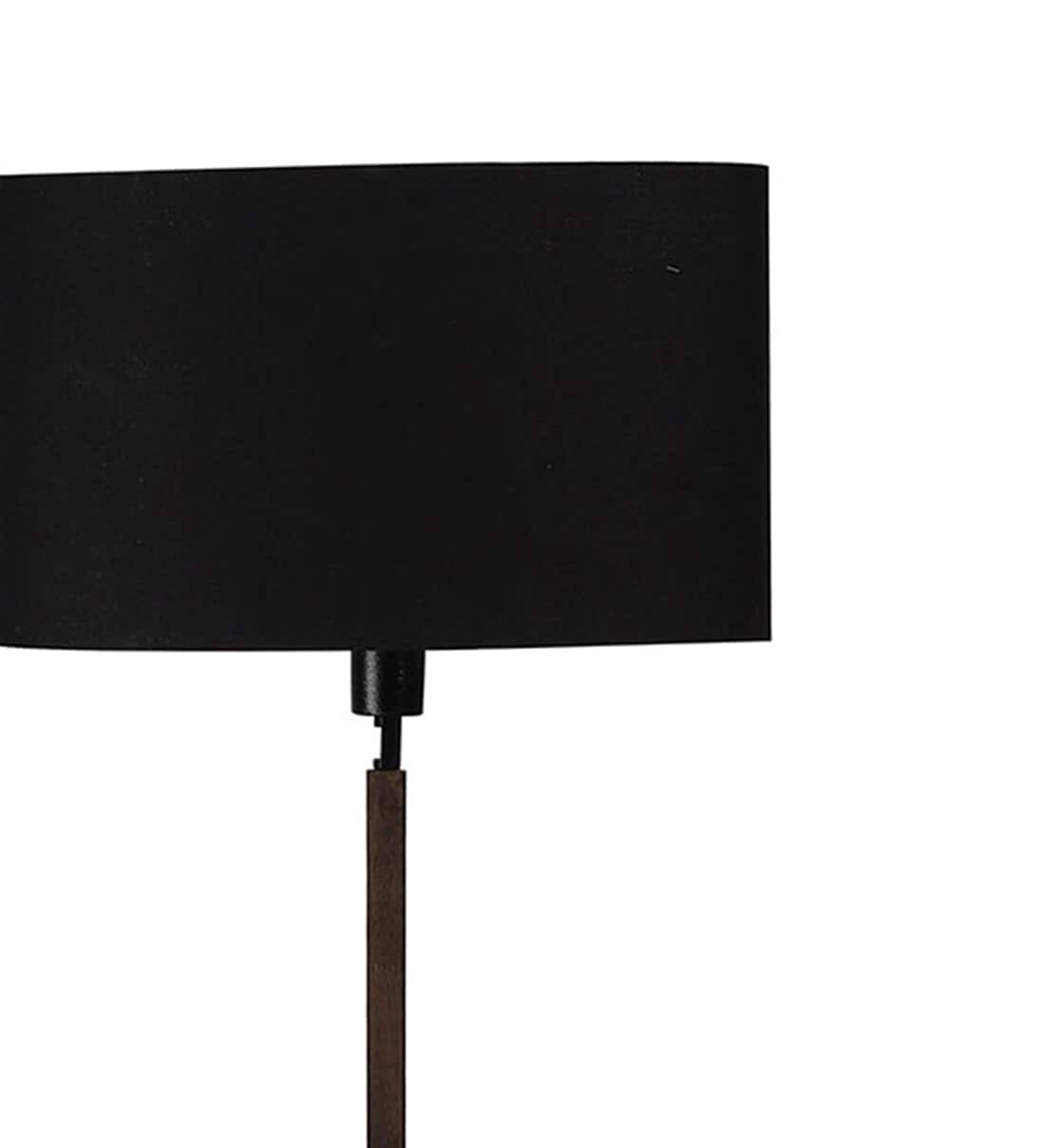 Buy Black Fabric Double Shelf Floor Lamp With Wood Base by Sanded Edge