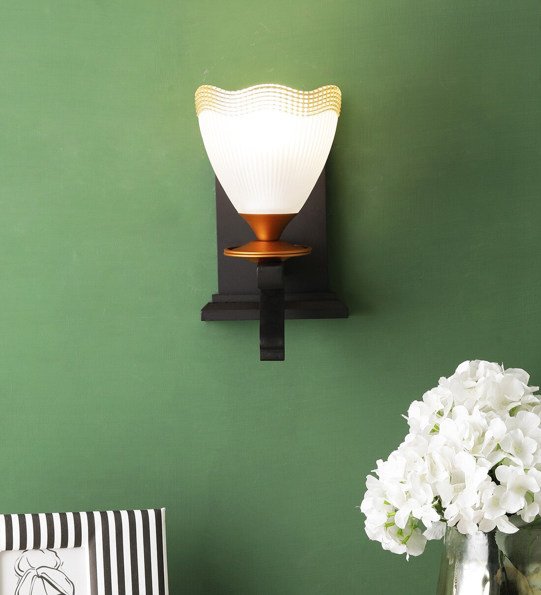Buy Black Glass Wall Sconces by Eliante by Jainsons Lights Online