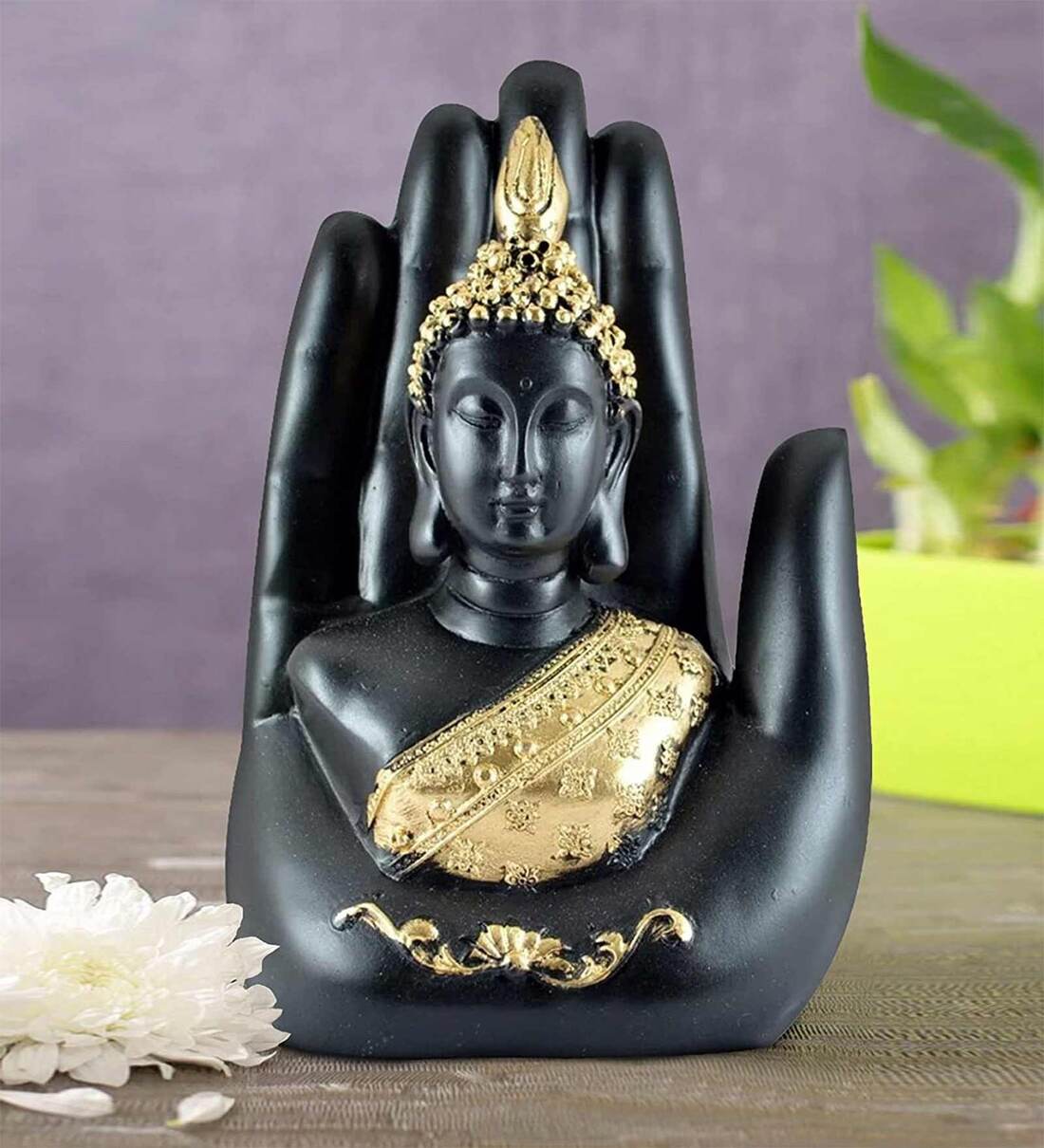 Buy Black Golden Polyresin 6.9 Inches Buddha Hand Idol By Tied Ribbons ...