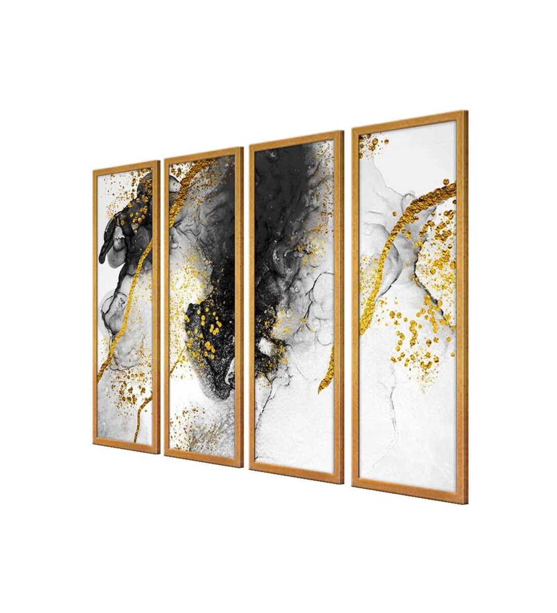 Buy Black Golden Wall Art Canvas Panels Painting By 999Store Online ...