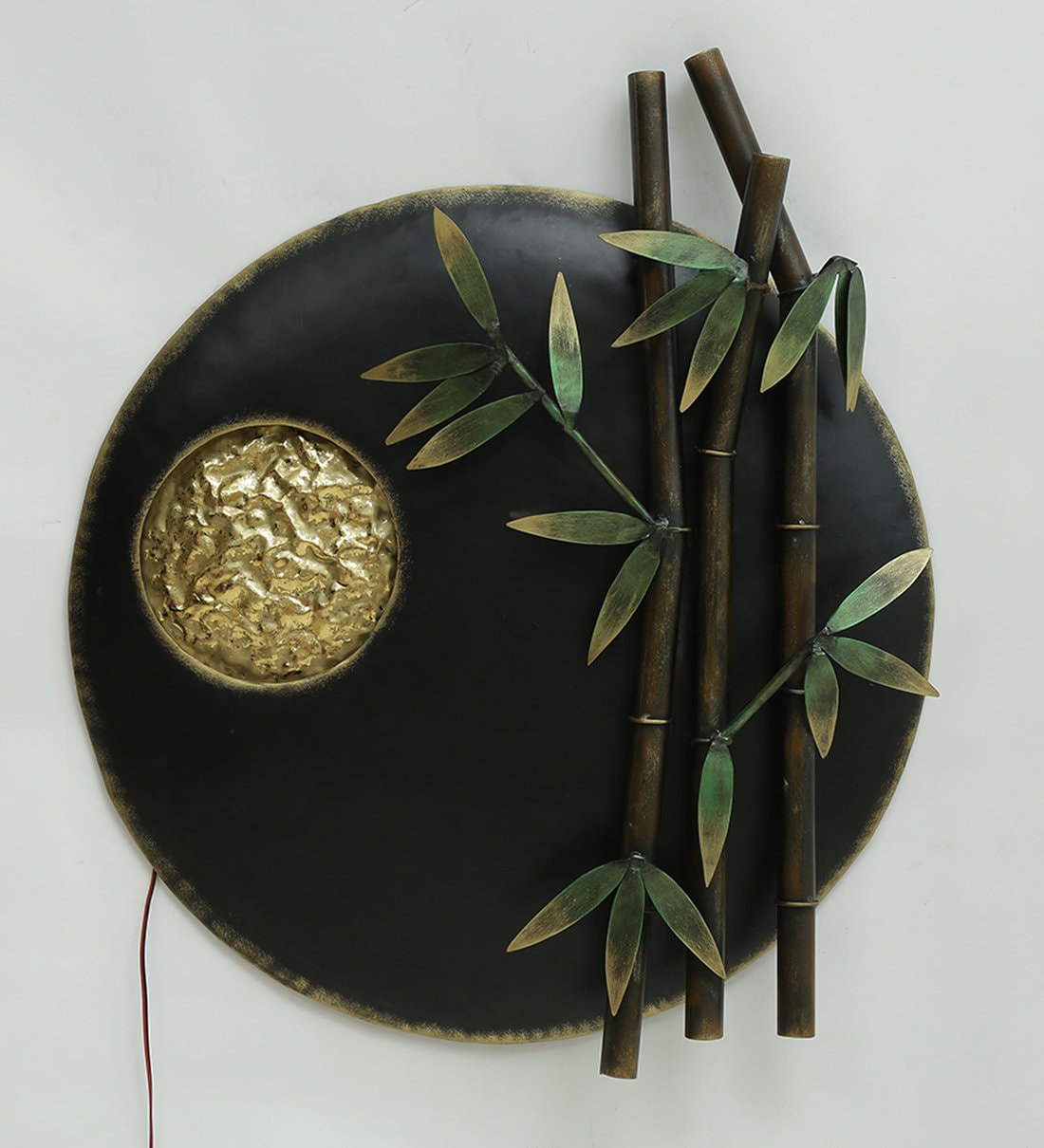 Buy Black Metal Bamboo Leave With Led Wall Art by The Shining Rays Online Floral Metal Art