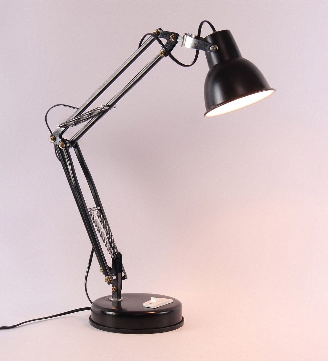 Buy Black Iron Shade Study Lamp with Black Base by Tu Casa Online