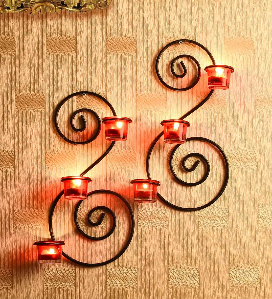 Buy Black Metal Uniqualy Wall Tea Light Holder Set Of 2 at 100 OFF by