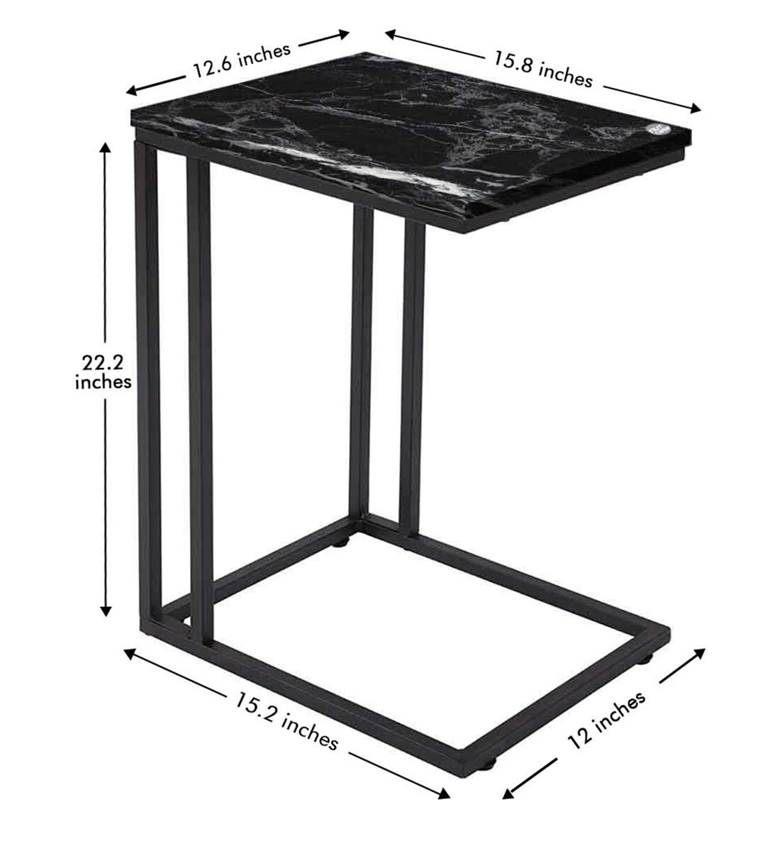 Buy Black Marble Print CShape End Table in Brown Colour by Nutcase