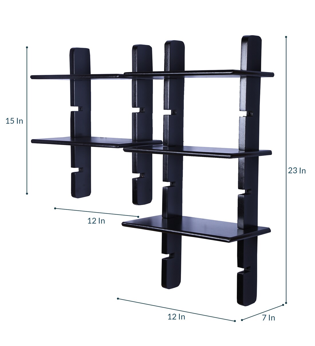 Buy Engineered Wood Ladder Floating Wall Shelf in Black Colour by