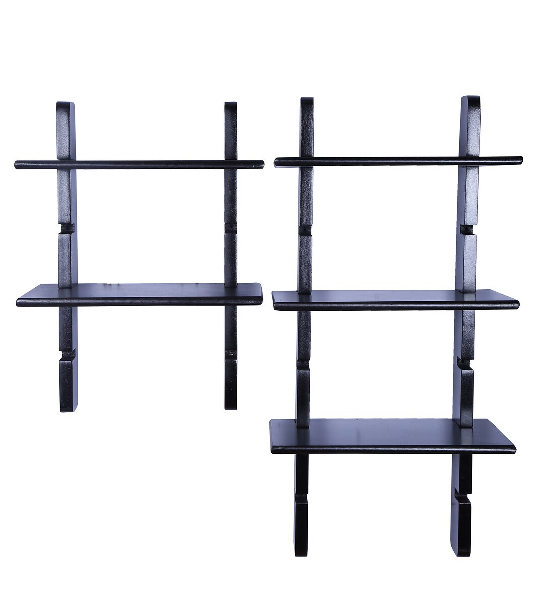 Buy Engineered Wood Ladder Floating Wall Shelf in Black Colour by