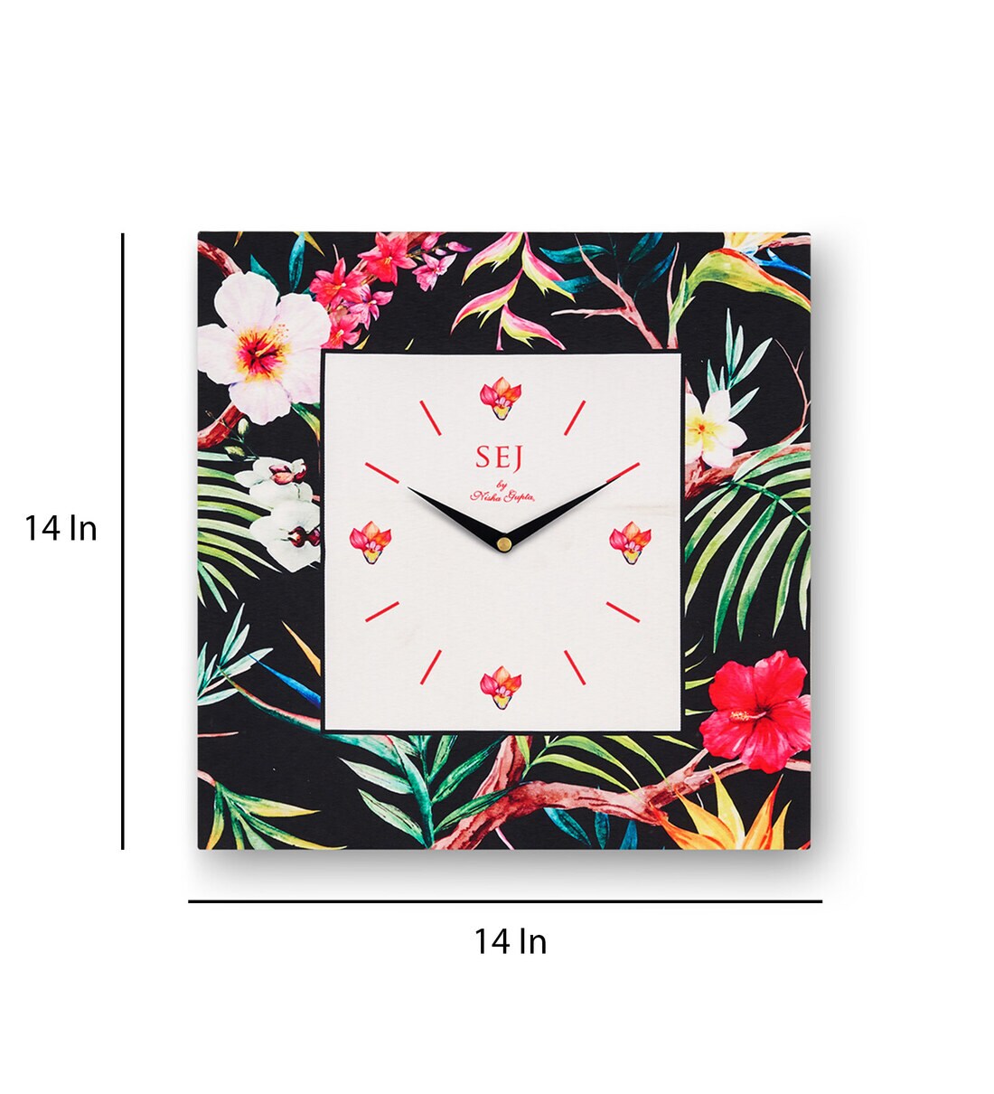 Buy Black MDF Framed Analog Wall Clock by SEJ by Nisha Gupta Online