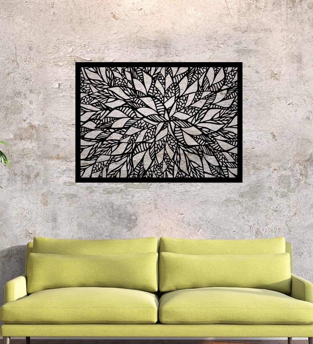 Buy Black Mdf Laser Cut Filigree Leaves Wooden Wall Art By 999store Online Wooden Wall Art Wall Art Home Decor Pepperfry Product