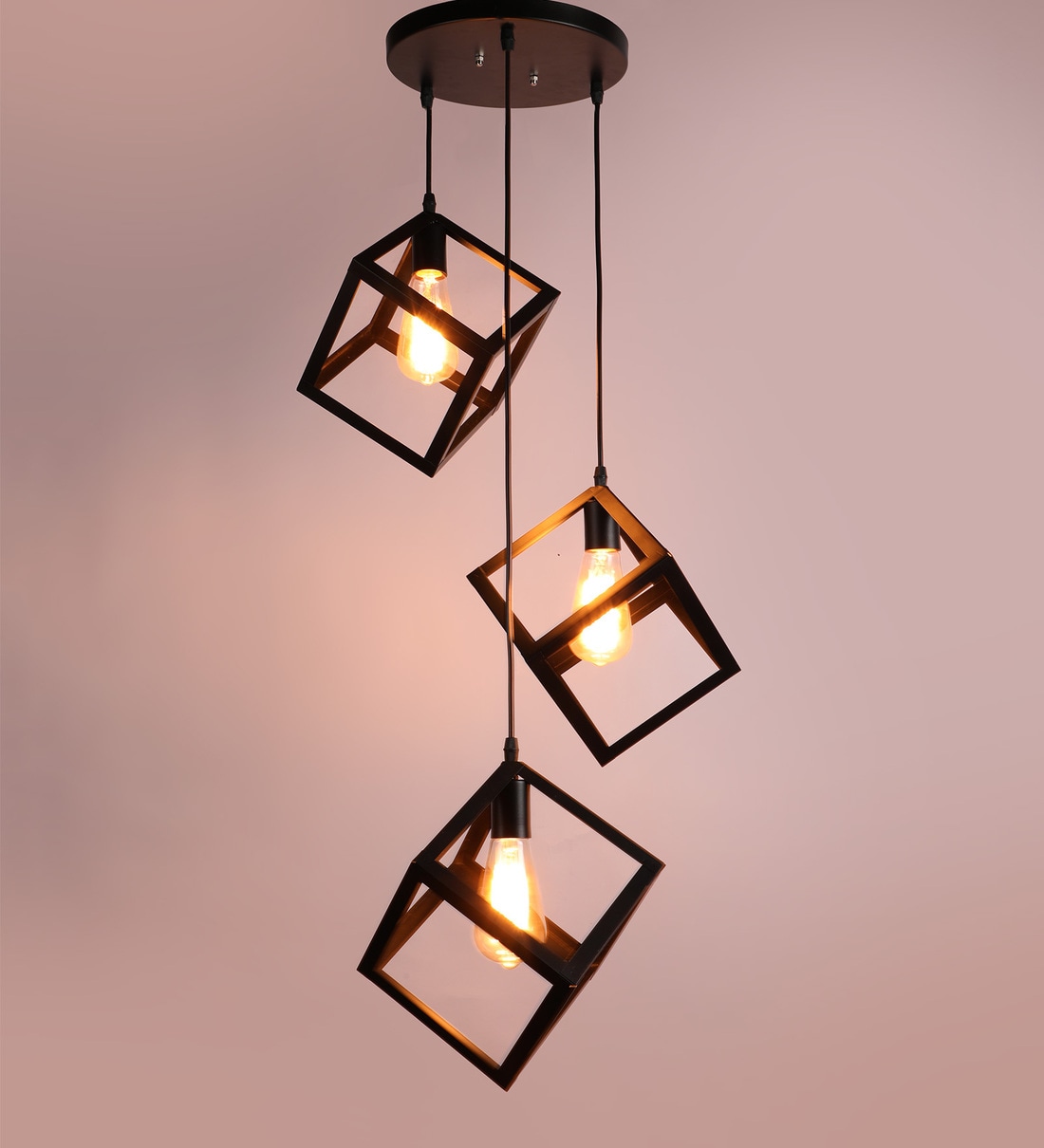 Buy Black Metal 3 Light Cluster Hanging Lights By Decorativeray Online