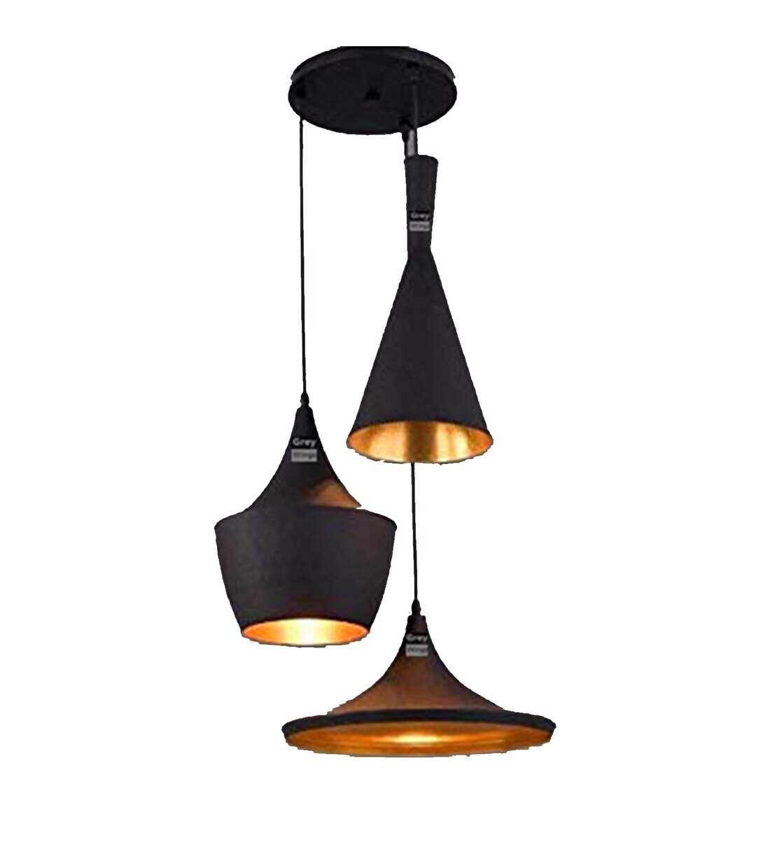 Buy Black Metal 3 Light Cluster Hanging Light By GreyWings Online