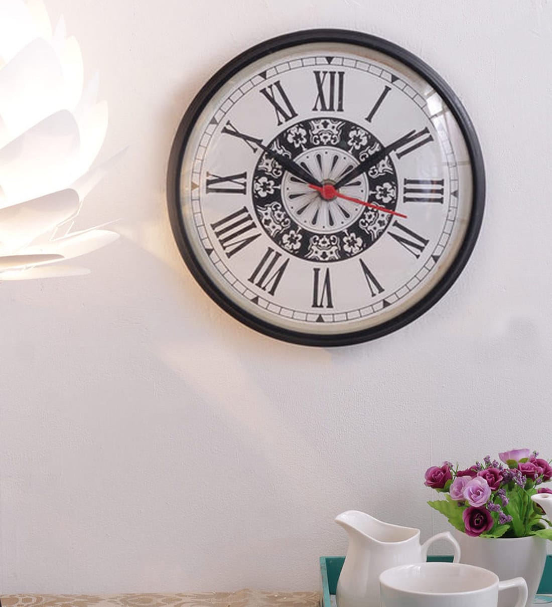 Buy Black Metal Analog Wall Clock by Tu Casa Online Vintage Wall