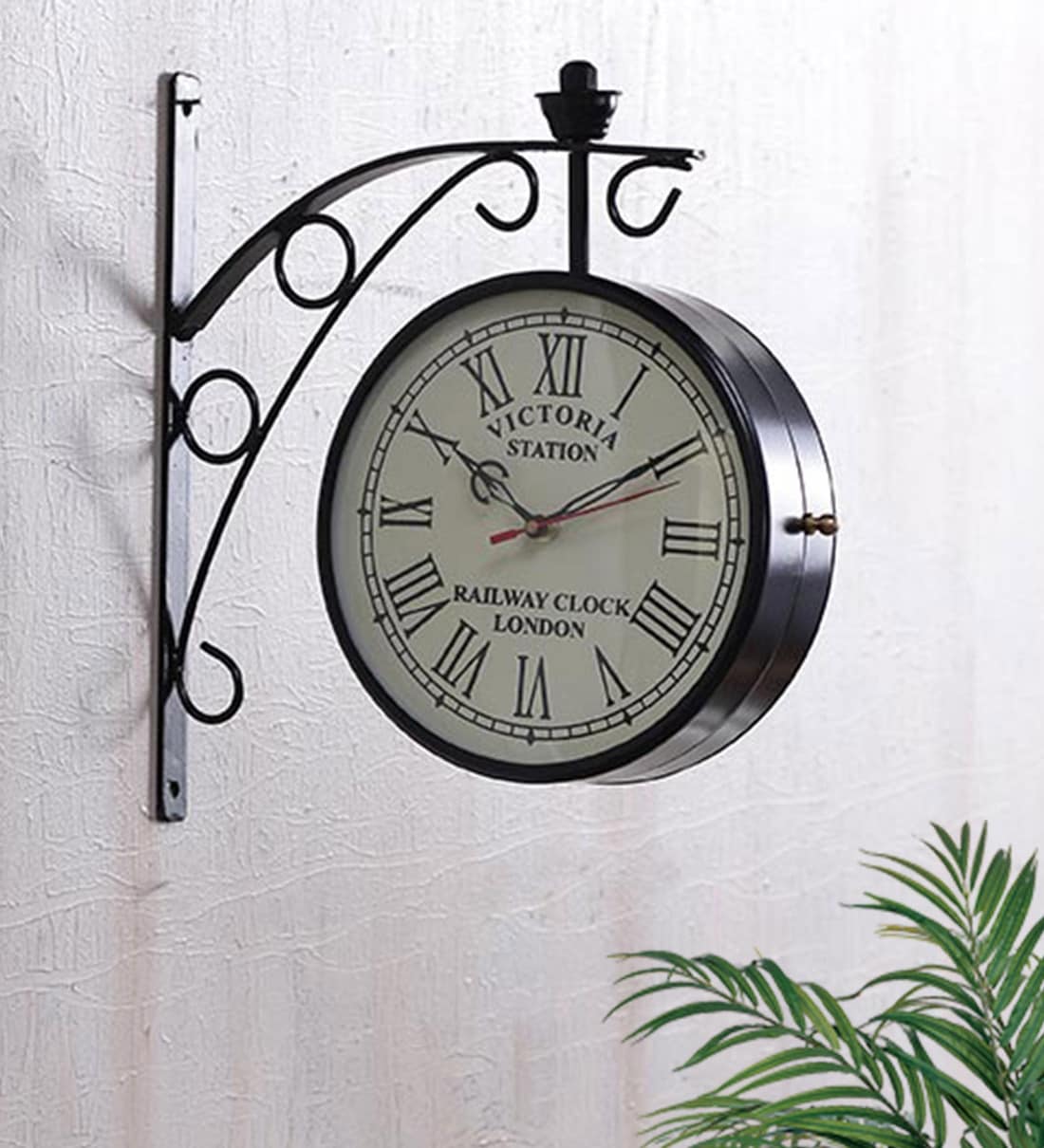 Buy Black Metal Analog Railway Clock by Anantaran Online Railway