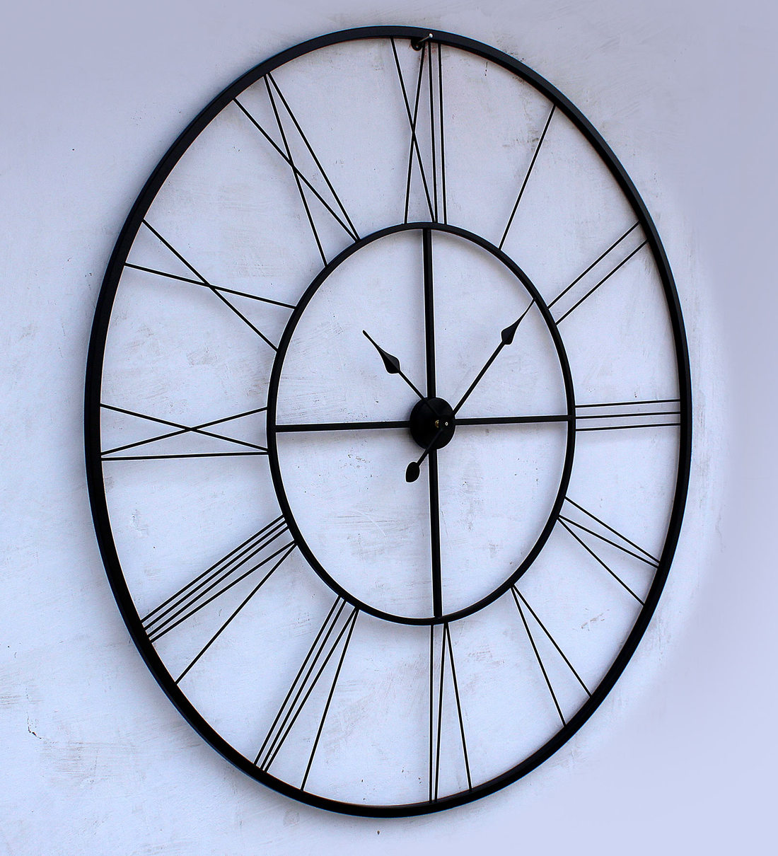 Buy Black Metal Analog Roman Skeleton Wall Clock by Craftter Online