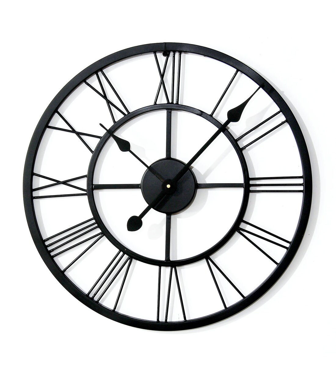Buy Black Metal Analog Roman Skeleton Wall Clock by Craftter Online