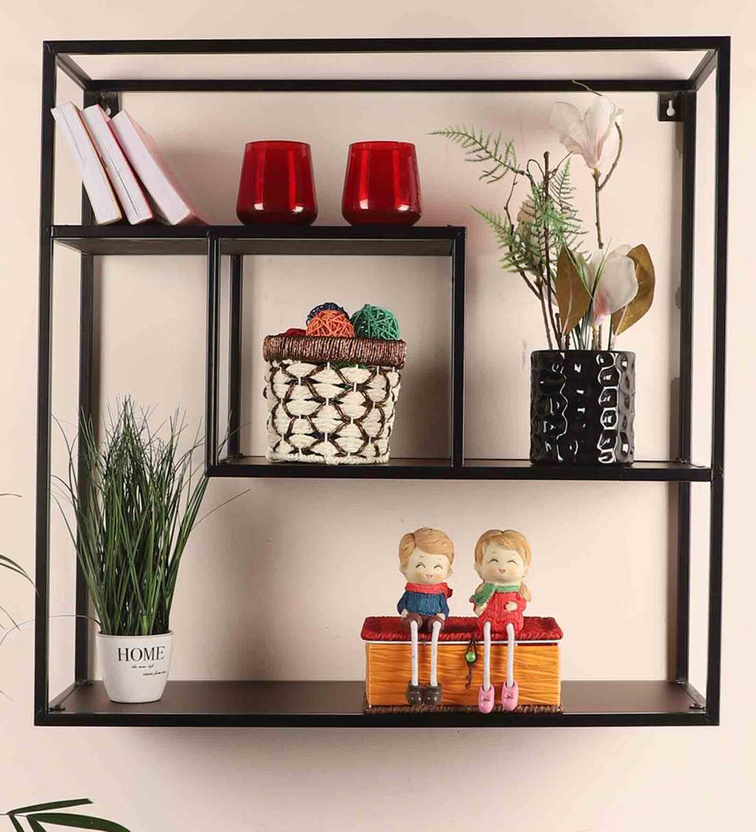 Buy Black Metal Square Wall Shelf By Pristine Interiors at 40 OFF by