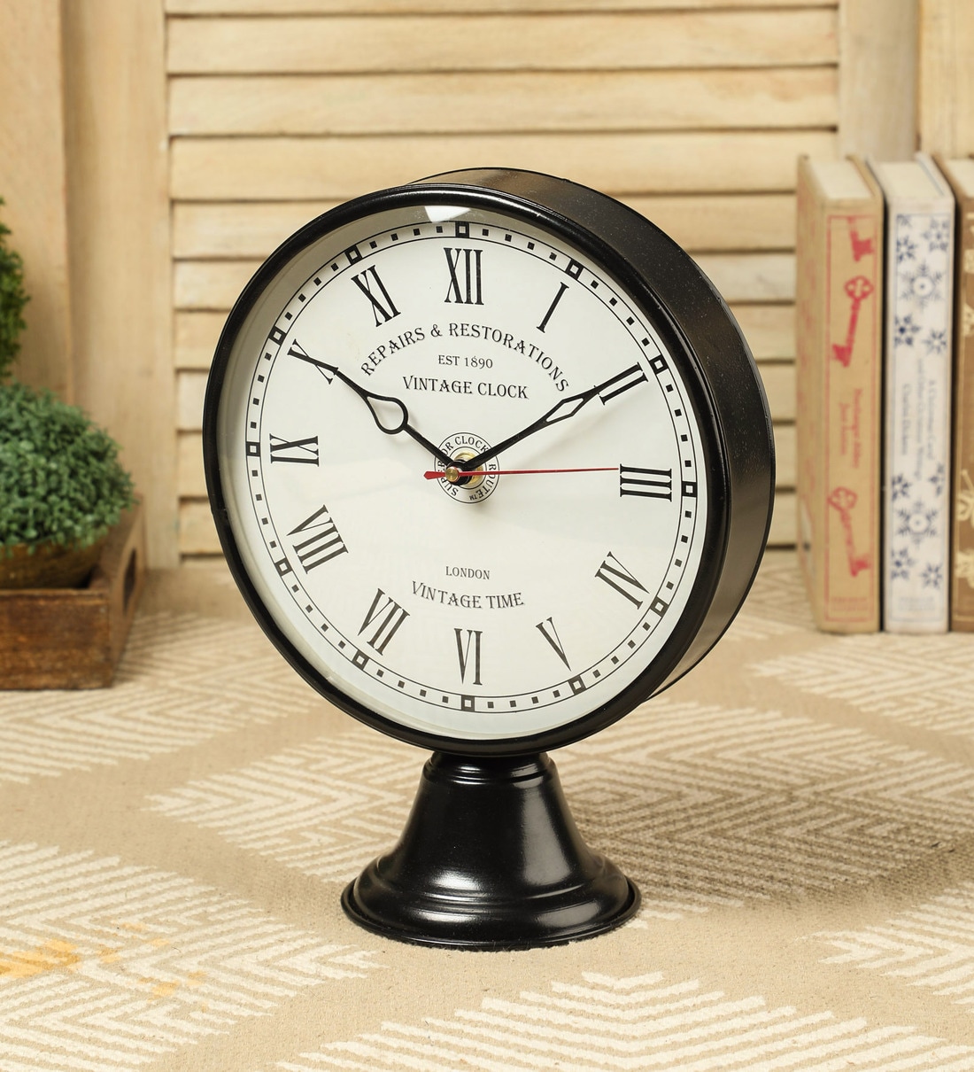 Buy Black Metal Table Clock by Anantaran Online Table Clocks Table Clocks Home Decor
