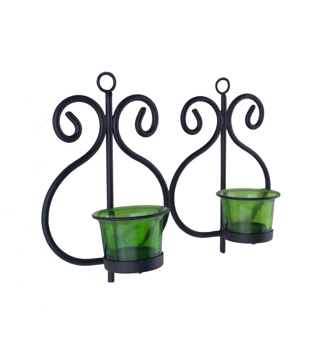 Buy Black Metal Wall Candle Holder Set of 2 by Homesake Online Wall