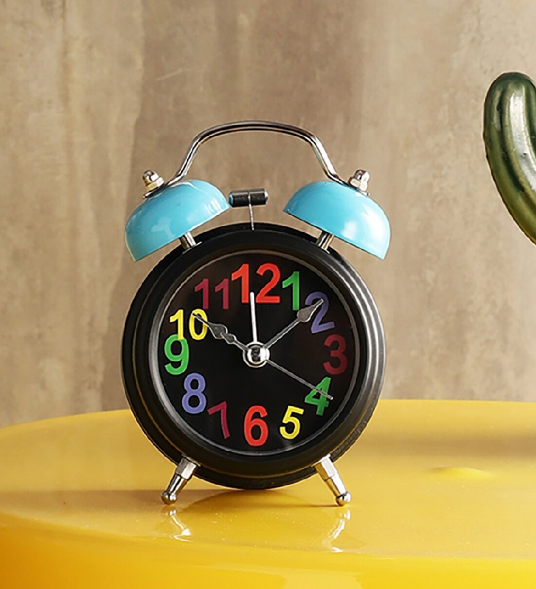 Buy Black Metallic Lense Vintage Inspired With Nightlight Table Clock