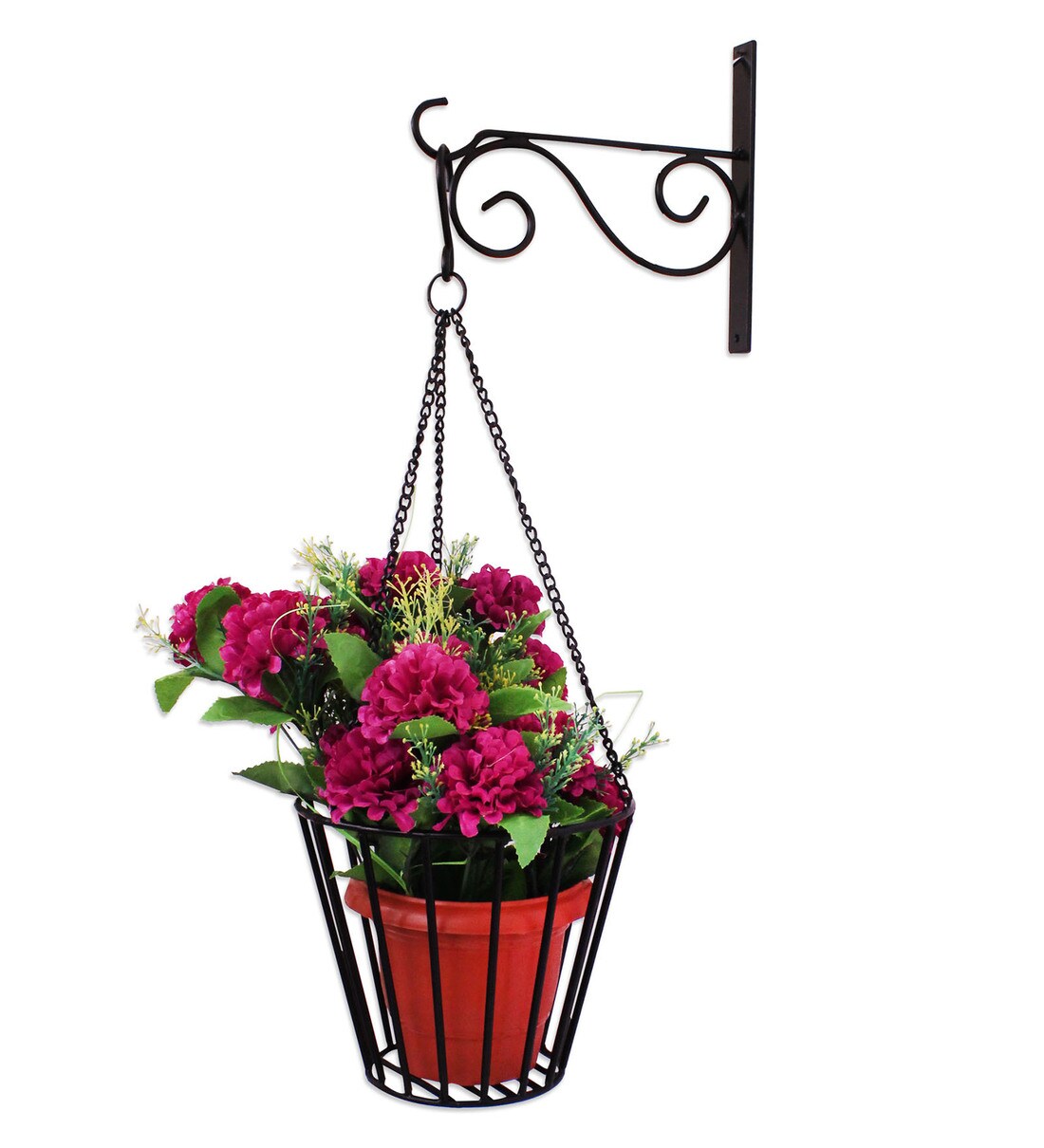 Buy Black Mild Steel Wall Hanging Flower Holder By Home Sparkle Online
